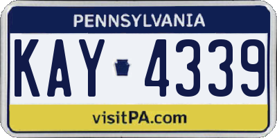PA license plate KAY4339