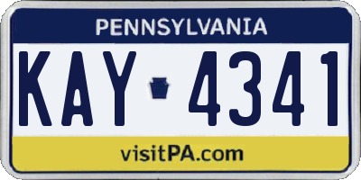 PA license plate KAY4341