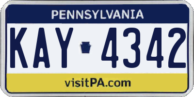 PA license plate KAY4342