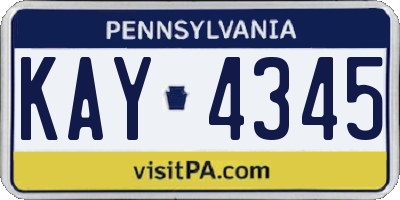 PA license plate KAY4345
