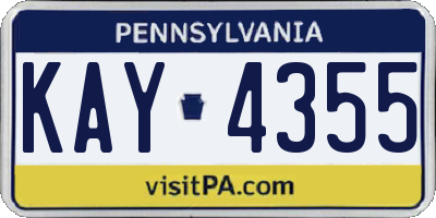 PA license plate KAY4355