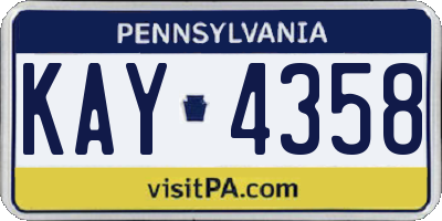 PA license plate KAY4358