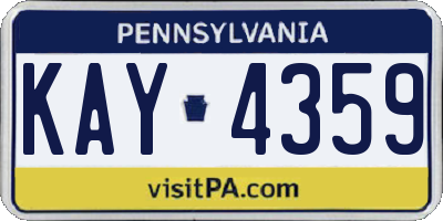 PA license plate KAY4359