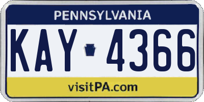 PA license plate KAY4366