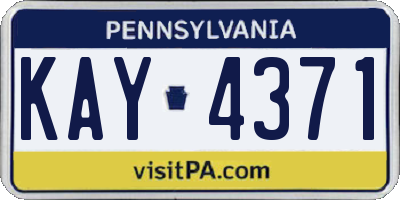 PA license plate KAY4371