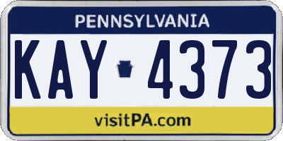 PA license plate KAY4373