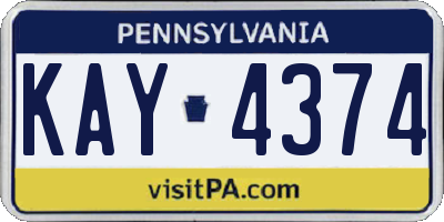 PA license plate KAY4374