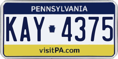PA license plate KAY4375