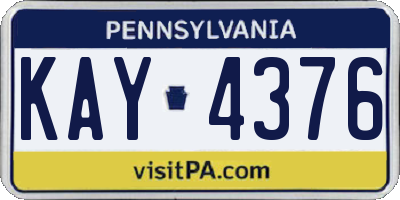 PA license plate KAY4376