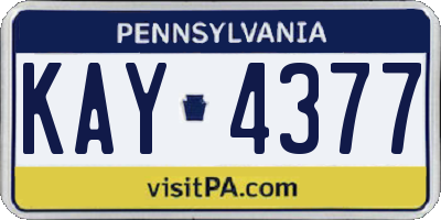 PA license plate KAY4377