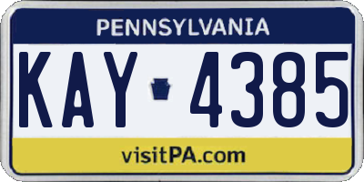 PA license plate KAY4385