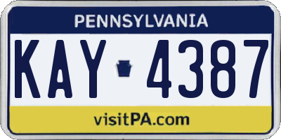 PA license plate KAY4387