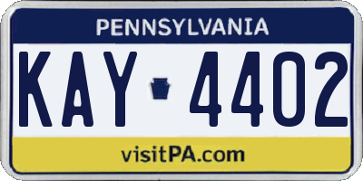 PA license plate KAY4402