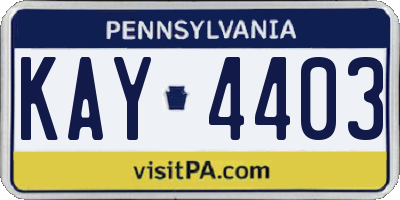 PA license plate KAY4403