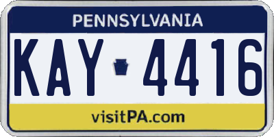 PA license plate KAY4416