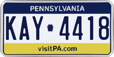 PA license plate KAY4418