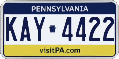 PA license plate KAY4422