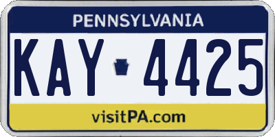 PA license plate KAY4425