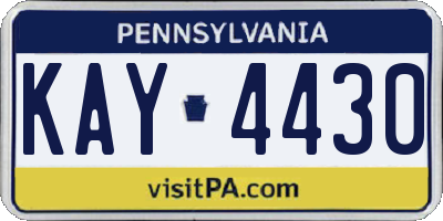 PA license plate KAY4430