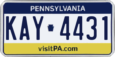 PA license plate KAY4431