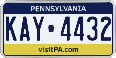 PA license plate KAY4432