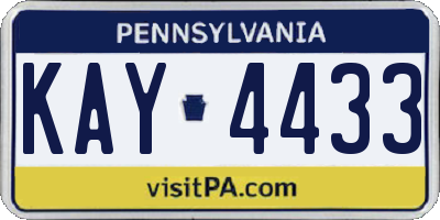 PA license plate KAY4433