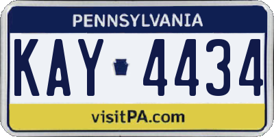 PA license plate KAY4434