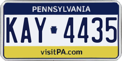 PA license plate KAY4435
