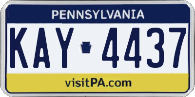 PA license plate KAY4437