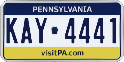 PA license plate KAY4441