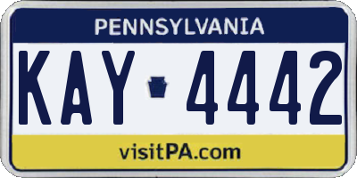 PA license plate KAY4442