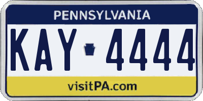 PA license plate KAY4444