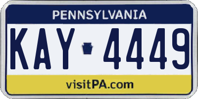 PA license plate KAY4449