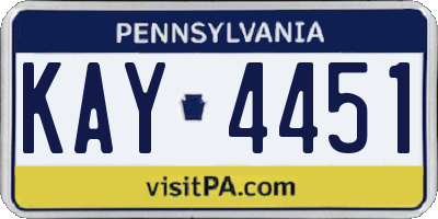 PA license plate KAY4451