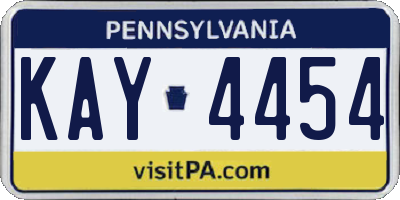 PA license plate KAY4454