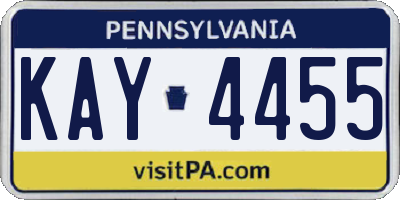 PA license plate KAY4455