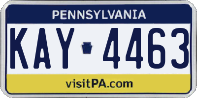 PA license plate KAY4463