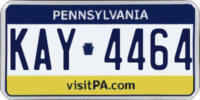 PA license plate KAY4464
