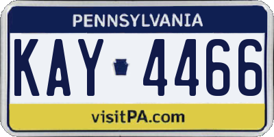 PA license plate KAY4466