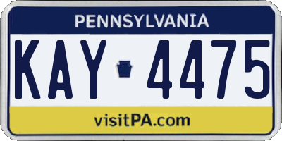 PA license plate KAY4475