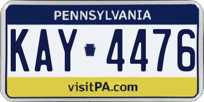 PA license plate KAY4476