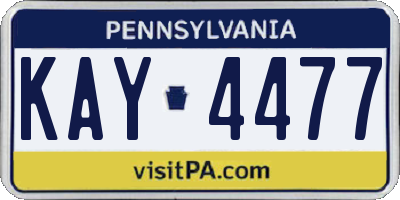 PA license plate KAY4477