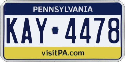 PA license plate KAY4478