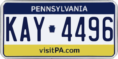PA license plate KAY4496