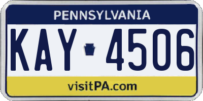 PA license plate KAY4506