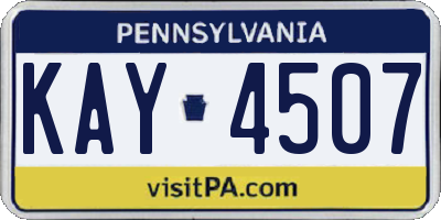 PA license plate KAY4507