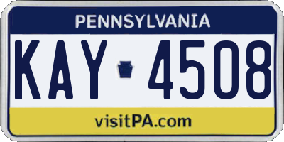 PA license plate KAY4508
