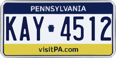 PA license plate KAY4512