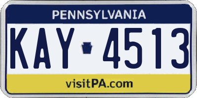 PA license plate KAY4513