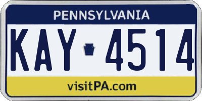 PA license plate KAY4514